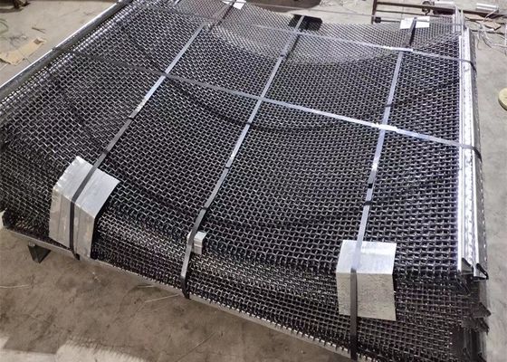 Tambang Pengayakan Pasir Berkait Bergetar Wire Mesh Screen Crimp Stainless Steel