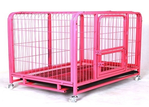 Warna Pink Logam Wire Mesh Dilipat Peti Anjing Kennel Kandang Dapat Disesuaikan