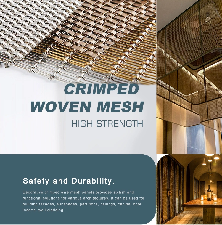 Dekorasi logam crimped stainless steel flat wire screen mesh untuk lemari furnitur 0