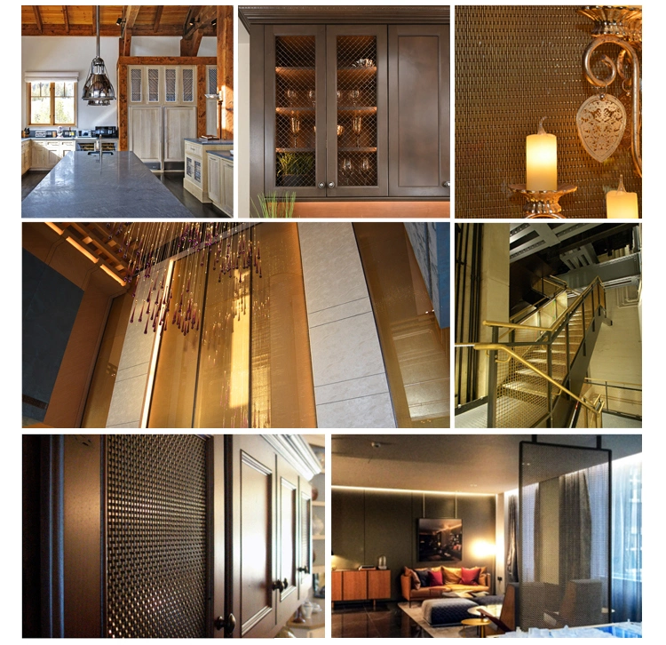 Dekorasi logam crimped stainless steel flat wire screen mesh untuk lemari furnitur 2