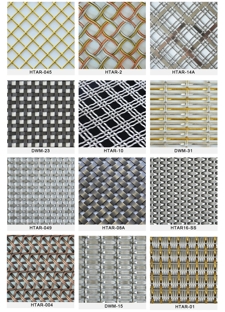 Dekorasi logam crimped stainless steel flat wire screen mesh untuk lemari furnitur 1