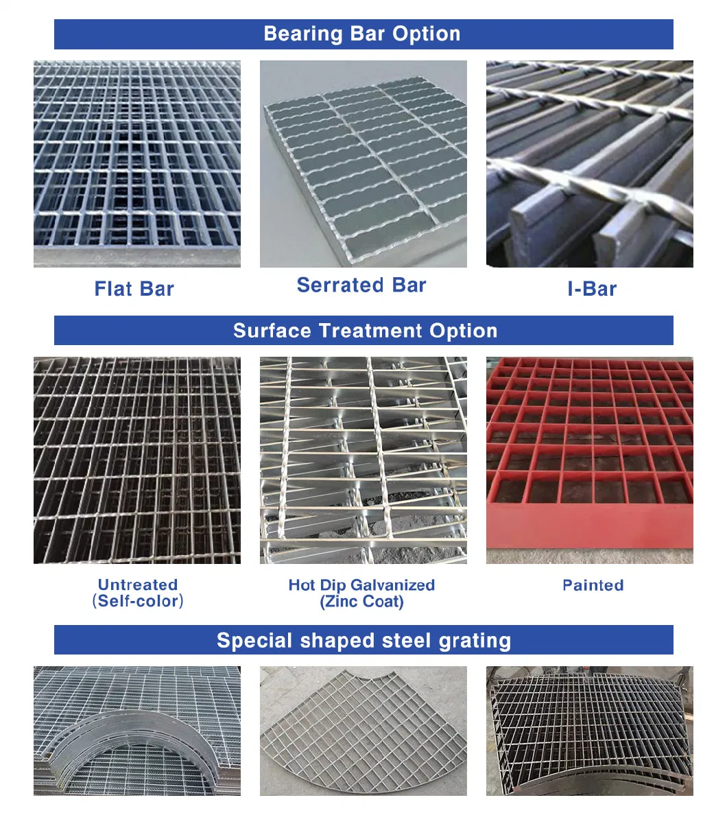 OEM Customized Hot Dip Galvanized Plain/Serrated Steel Grating untuk Platform Walkway /Drain Trench Cover 2