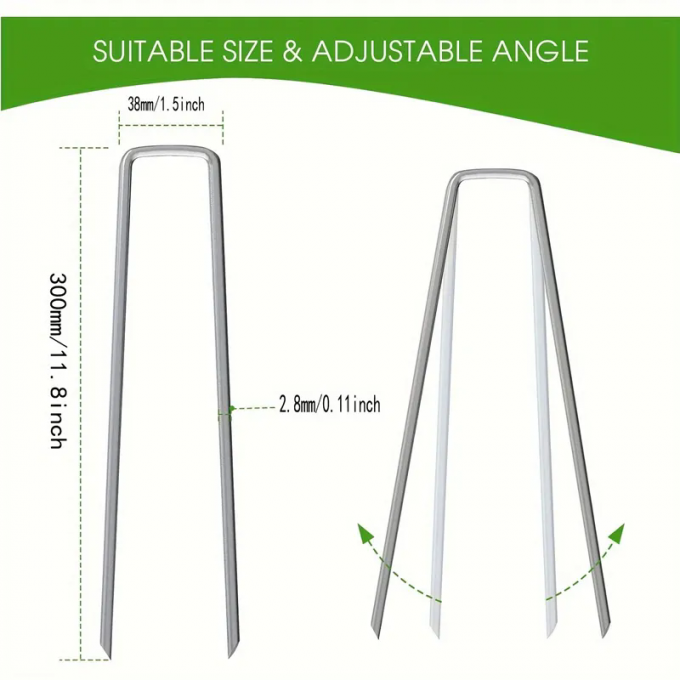 Hot Dip Galvanized U Type Garden Grass Lawn Turf Staple Lawn Nail 9 Gauge Wire Diameter 2