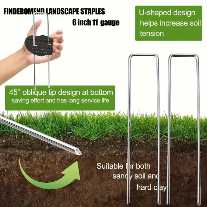 Hot Dip Galvanized U Type Garden Grass Lawn Turf Staple Lawn Nail 9 Gauge Wire Diameter 3