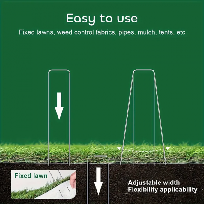 Hot Dip Galvanized U Type Garden Grass Lawn Turf Staple Lawn Nail 9 Gauge Wire Diameter 4
