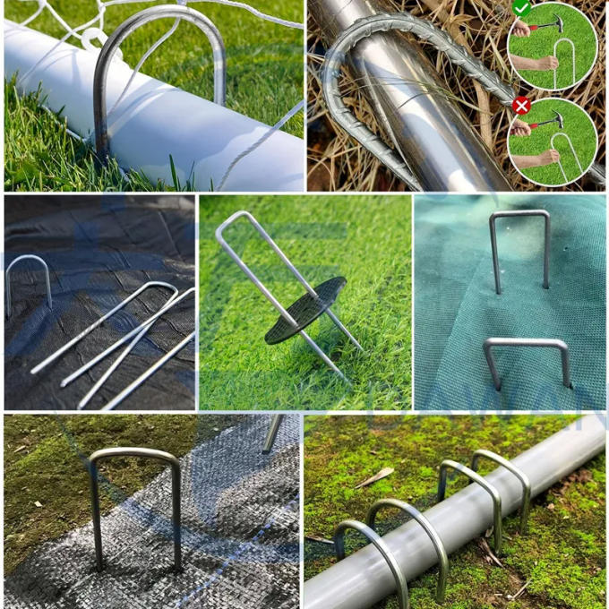 Hot Dip Galvanized U Type Garden Grass Lawn Turf Staple Lawn Nail 9 Gauge Wire Diameter 6