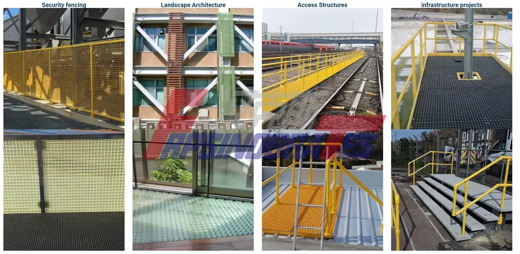 Square Mesh 20*20*40 Serat kaca / FRP cetakan Grating kekuatan tinggi tahan korosi 12