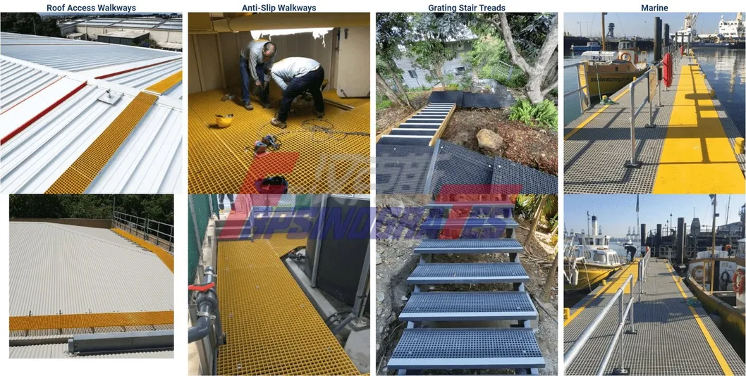 Square Mesh 20*20*40 Serat kaca / FRP cetakan Grating kekuatan tinggi tahan korosi 11