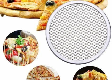 Peralatan Dapur Flat Mesh Odm Aluminium Round Pizza Pan 12 Inch