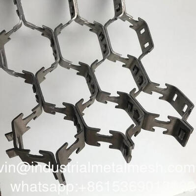 1.4845 Hex Metal untuk Pelindung untuk Lapisan Anti-abrasif | Strip batang 2.0X25mm | Jaring hexmetal 48mm | 1000X1000mm