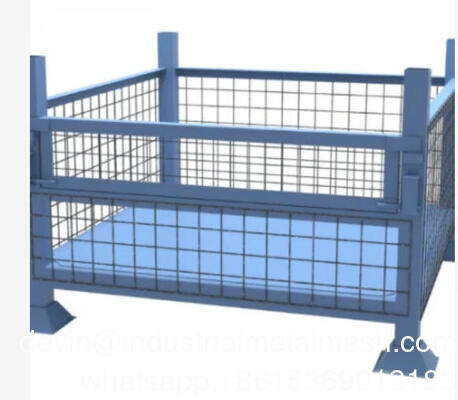 Warehouse Customized Wire Mesh Metal Storage Cage untuk Transportasi dan Warehouse Storage Kandang Logam Lipat