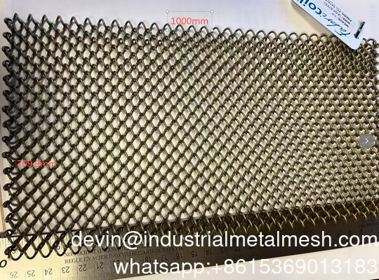 Bahan dasar kawat baja   18ga * Lapisan bubuk yang lebih gelap- Satin Kuningan Pola spiral Hiasan Mesh Hiasan Mesh