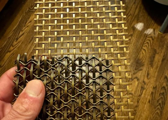Sgs Ss304 Arsitektur Woven Wire Mesh In Rolls Antique Brass Plated