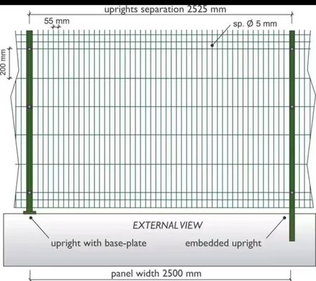 Galvanized 3D Curved Fence Welded Mesh Fence dengan tiang tanah