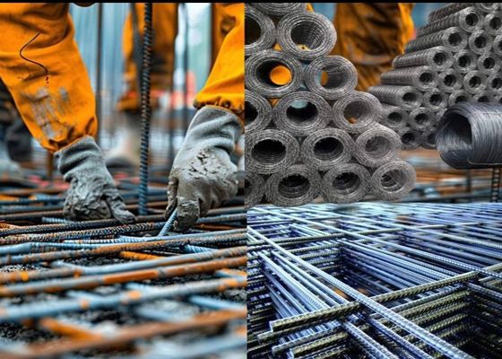 Penguatan Logam Beton Welded Mesh Panel Rebar Black Untuk 5-16mm