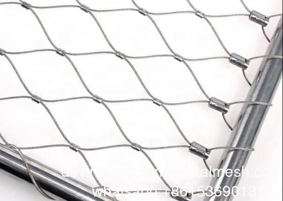 304 316 Kekuatan tinggi stainless steel hand-woven Ferruled Kabel Wire Rope Mesh untuk pagar taman
