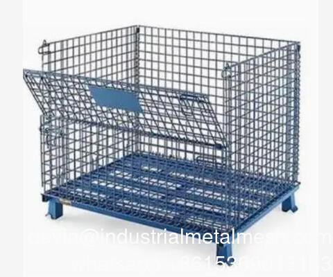Welded Mesh Cage Mesh Wire Folding Forklift Folding Metal Stacking Container Pallet Cage