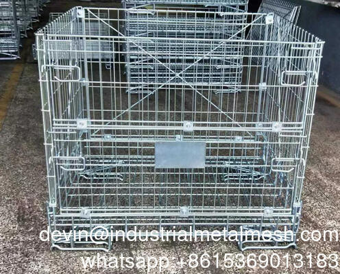 Heavy Duty Customized Logistic Foldable Wire Mesh Roll Cage untuk pengiriman cepat