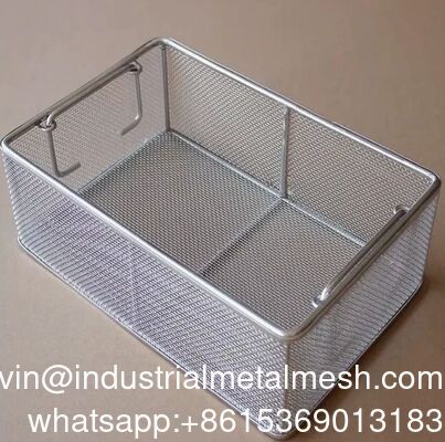 Masukkan Ultrasonik Pembersihan Wire Mesh Crimped Sterilisasi Penyimpanan Baja tahan karat Aluminium Polish Lurus Peralatan Medis Kontainer Tray Transportasi Keranjang