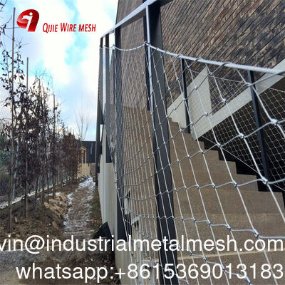 304 316 Kekuatan tinggi stainless steel hand-woven Ferruled Kabel Wire Rope Mesh untuk pagar taman