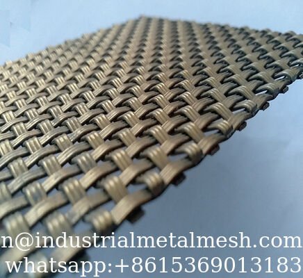 Antique Brass Crimped Woven Metal Mesh dengan Uniform Mesh, Stainless Steel Arsitektur Dekorasi Mesh untuk Lemari