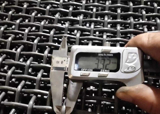 10mm Lubang Tenunan Polos Baja Mangan Berkerut Wire Mesh Tahan Aus