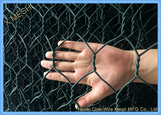 ASTM A 975 PVC Dilapisi Gabion Keranjang Double Twisted Tenunan Mesh Fit Riverbank