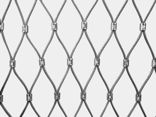 Ss316l 1-6mm 20x20mm Stainless Steel Knotted Rope Mesh With Open Ferrules