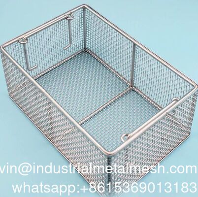 Masukkan Ultrasonik Pembersihan Wire Mesh Crimped Sterilisasi Penyimpanan Baja tahan karat Aluminium Polish Lurus Peralatan Medis Kontainer Tray Transportasi Keranjang