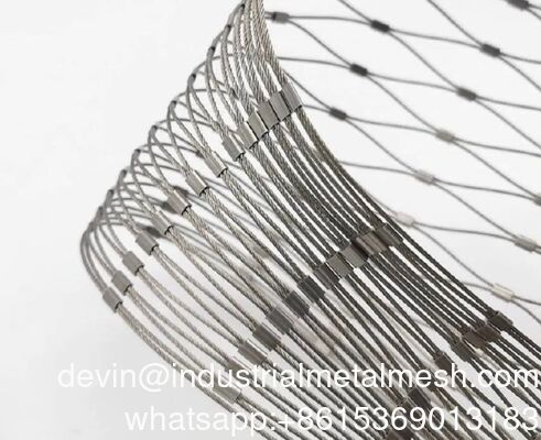 Jaring Tali Stainless Steel Fleksibel 316 304 Kawat Anyam Tarik Tinggi Jaring Kabel untuk Pagar Keamanan Kandang Hewan Kebun Binatang