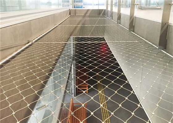 Woven 304 316 Stainless Steel Wire Rope Mesh Untuk Perlindungan Kebun Binatang / Sekolah / Pertanian