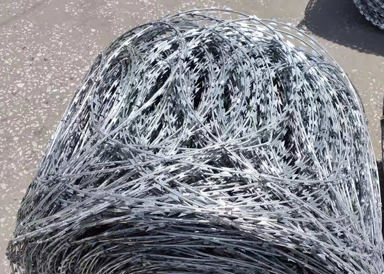 Hot Galvanized Flat Wrap Razor Wire Stainless Steel Bto22 Untuk Pertanian